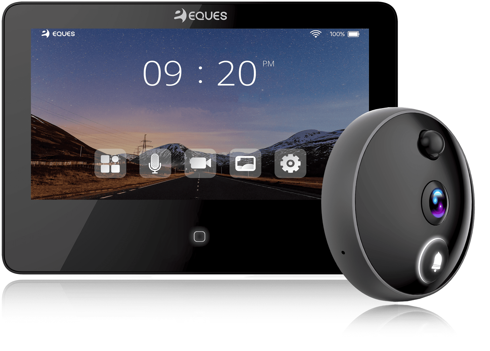 Spioncino Digitale Eques Veiu PRO con display 5,5 pollici e telecamera da 2 Megapixel Full HD con angolo di visione 180° Wifi colore Argento